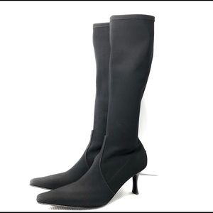 Donald J. Pliner Black Microfiber Heel Boots Sz 7M